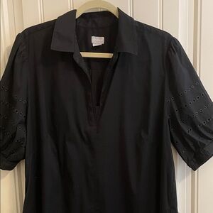 Chico's Black Midi Dress with Eyelet Sleeves